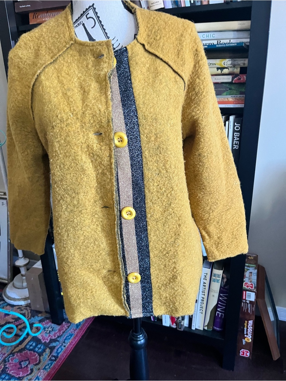 Marisa and Marie Womens Mustard Wool Bouclé Button-Front Coat